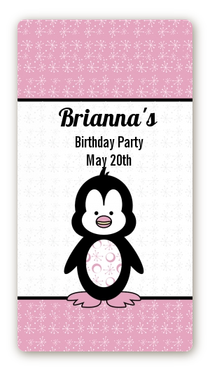Penguin Pink - Custom Rectangle Birthday Party Sticker/Labels