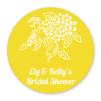 Peony - Round Personalized Bridal Shower Sticker Labels