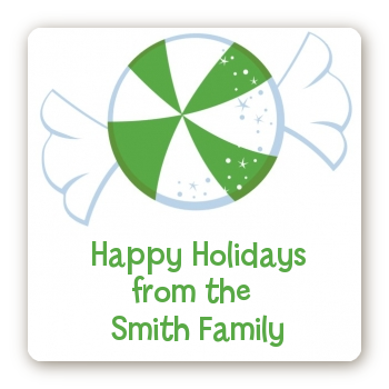 Peppermint Candy - Square Personalized Christmas Sticker Labels