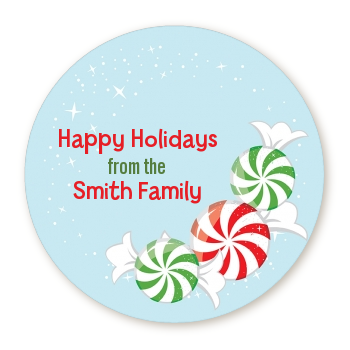 Peppermint Candy - Round Personalized Christmas Sticker Labels
