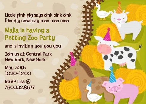 Petting Zoo - Birthday Party Invitations