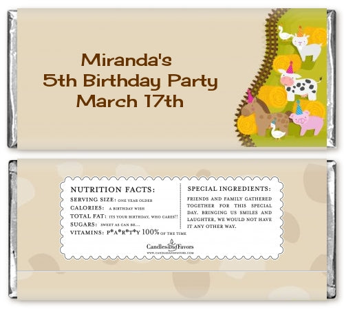 Petting Zoo - Personalized Birthday Party Candy Bar Wrappers