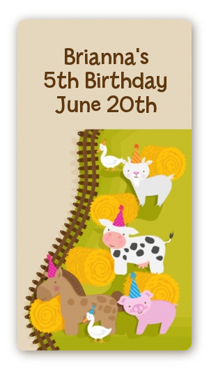 Petting Zoo - Custom Rectangle Birthday Party Sticker/Labels
