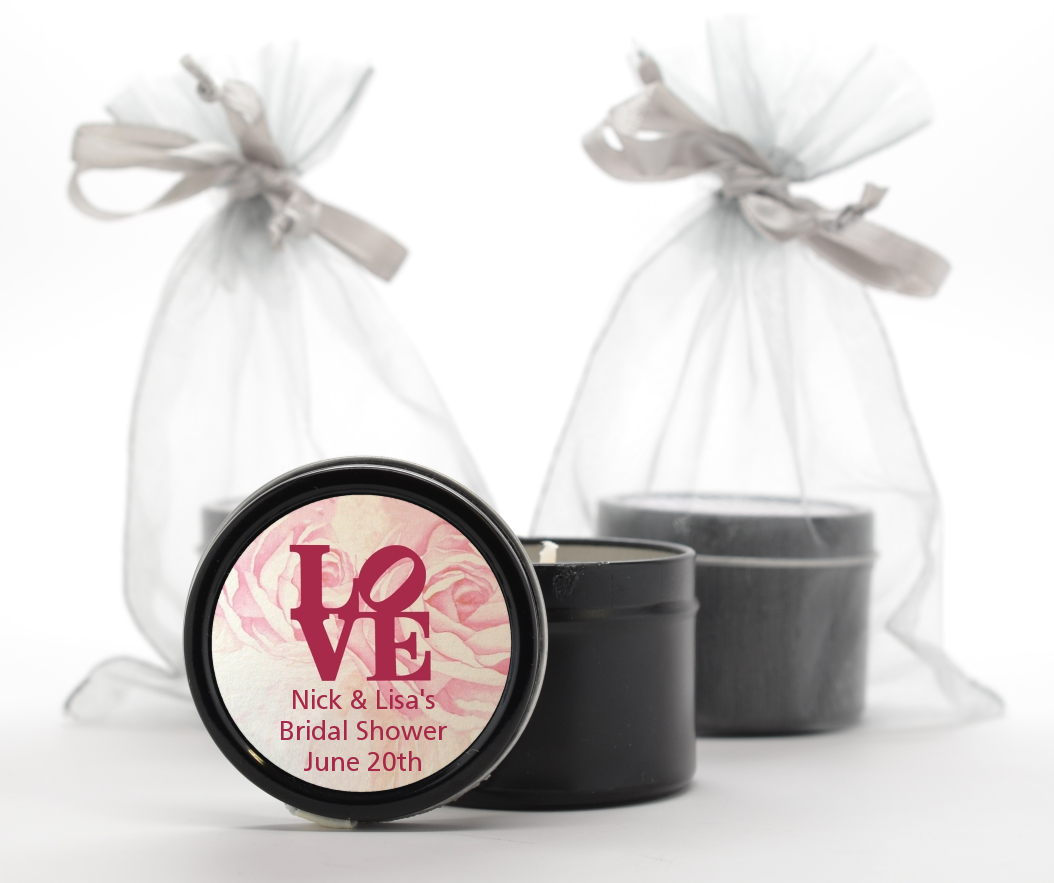 Philadelphia LOVE - Bridal Shower Black Candle Tin Favors