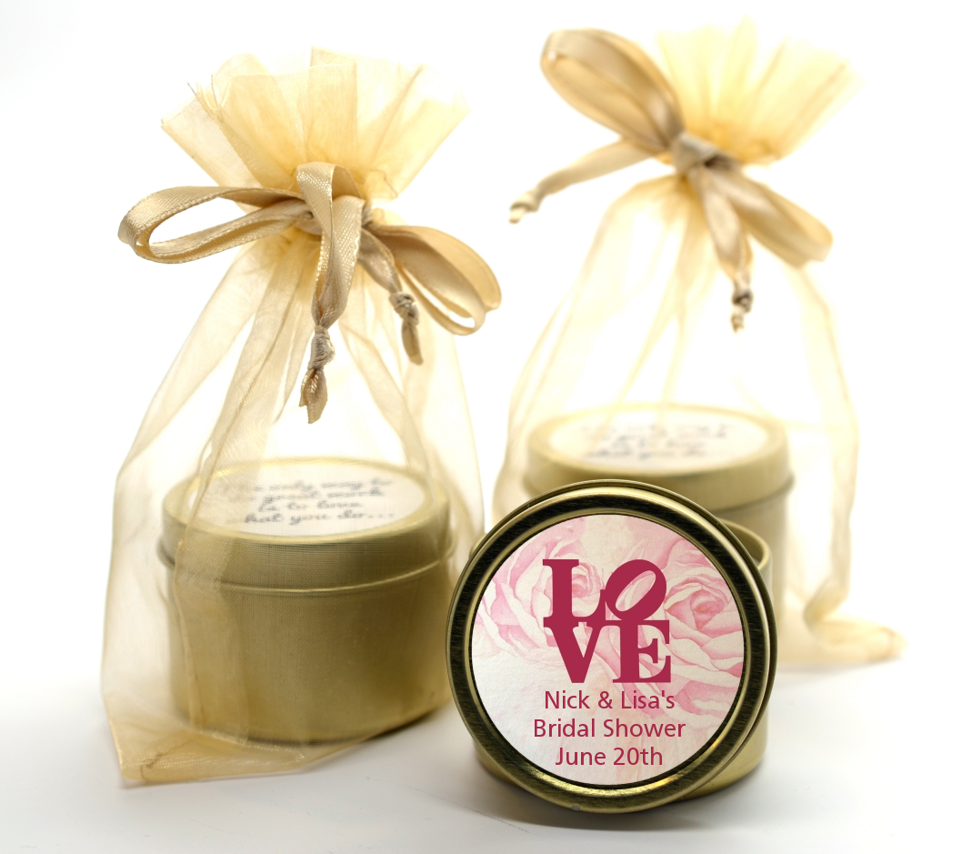 Philadelphia LOVE - Birthday Party Gold Tin Candle Favors