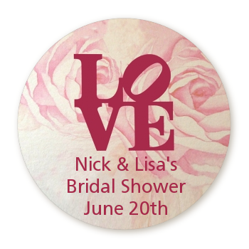 Philadelphia LOVE - Round Personalized Bridal Shower Sticker Labels