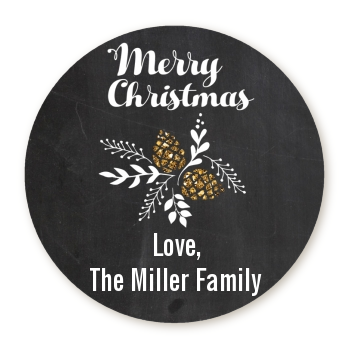 Pine Cones - Round Personalized Christmas Sticker Labels