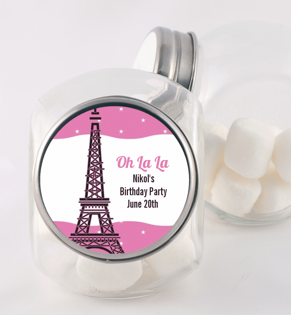 Pink Poodle in Paris - Personalized Birthday Party Candy Jar