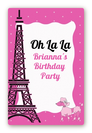 Pink Poodle in Paris - Custom Large Rectangle Baby Shower Sticker/Labels