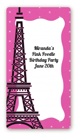 Pink Poodle in Paris - Custom Rectangle Birthday Party Sticker/Labels