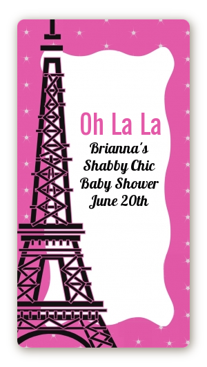 Pink Poodle in Paris - Custom Rectangle Baby Shower Sticker/Labels