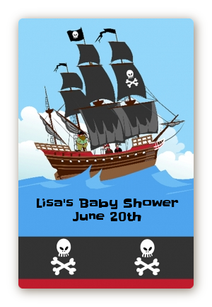 Pirate Ship - Custom Large Rectangle Birthday Party Sticker/Labels