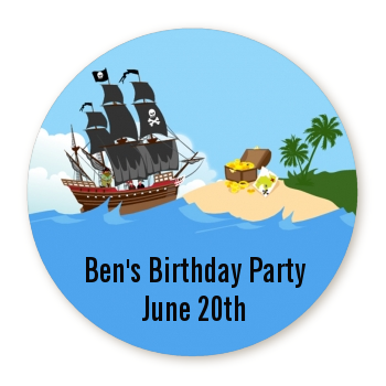 Pirate Ship - Round Personalized Birthday Party Sticker Labels