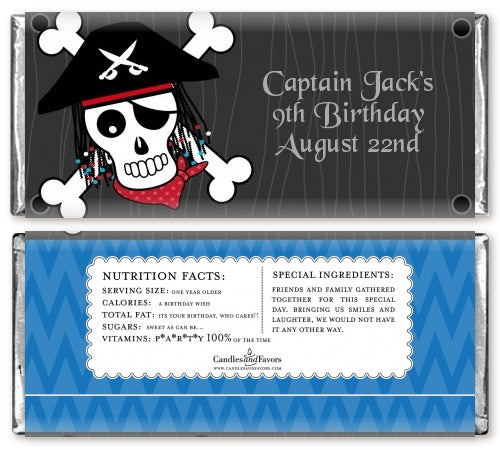 Pirate Skull - Personalized Birthday Party Candy Bar Wrappers