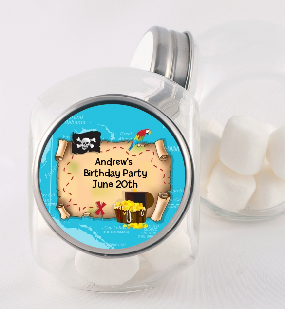 Pirate Treasure Map - Personalized Birthday Party Candy Jar