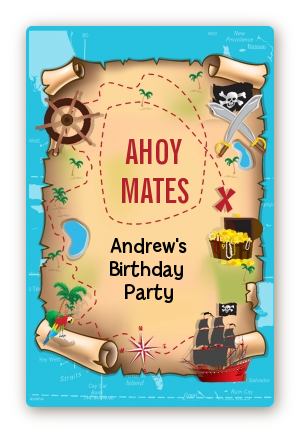 Pirate Treasure Map - Custom Large Rectangle Birthday Party Sticker/Labels