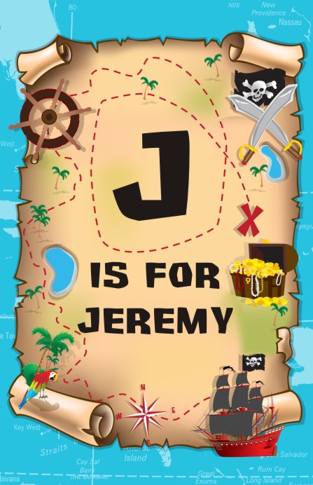 Pirate Treasure Map - Personalized Birthday Party Wall Art