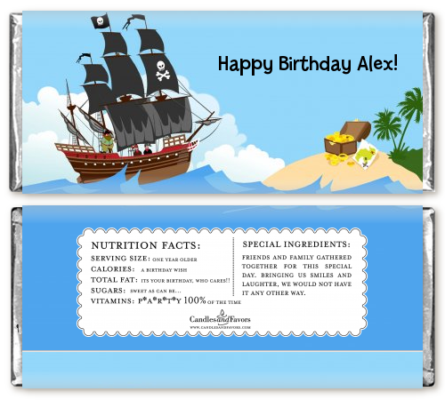 Pirate Ship - Personalized Birthday Party Candy Bar Wrappers
