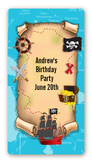 Pirate Treasure Map - Custom Rectangle Birthday Party Sticker/Labels