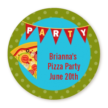 Pizza Party - Round Personalized Birthday Party Sticker Labels