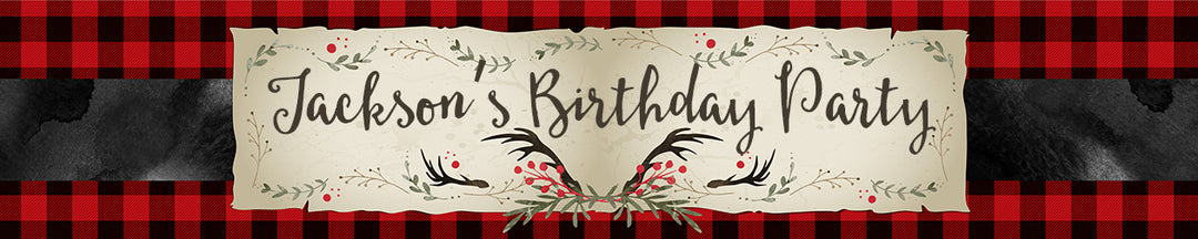 Lumberjack Buffalo Plaid - Personalized Birthday Party Banners