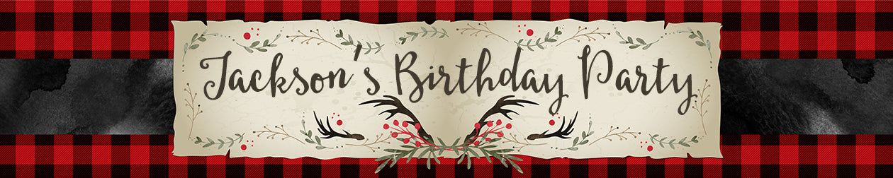Lumberjack Buffalo Plaid - Personalized Birthday Party Banners