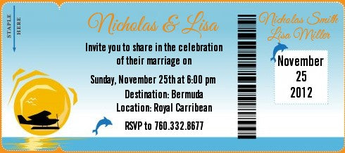 Sunset Trip - Bridal Shower Destination Boarding Pass Invitations