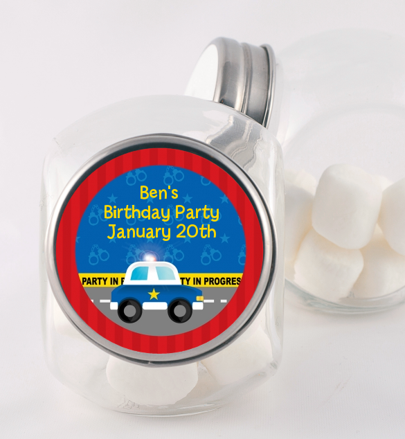 Police Car - Personalized Birthday Party Candy Jar