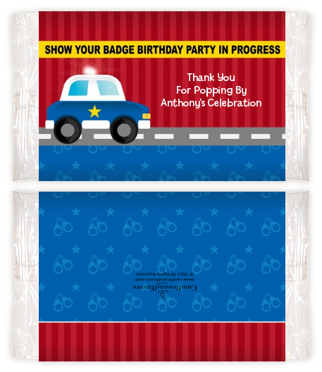 Police Car - Personalized Popcorn Wrapper Birthday Party Favors