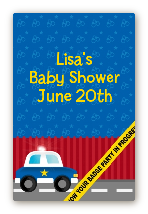 Police Car - Custom Large Rectangle Birthday Party Sticker/Labels