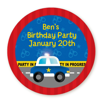 Police Car - Round Personalized Birthday Party Sticker Labels