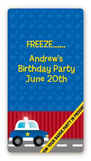 Police Car - Custom Rectangle Birthday Party Sticker/Labels
