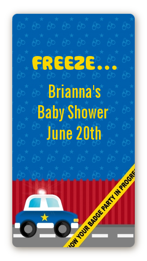 Police Car - Custom Rectangle Baby Shower Sticker/Labels