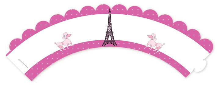 Pink Poodle in Paris - Baby Shower Cupcake Wrappers