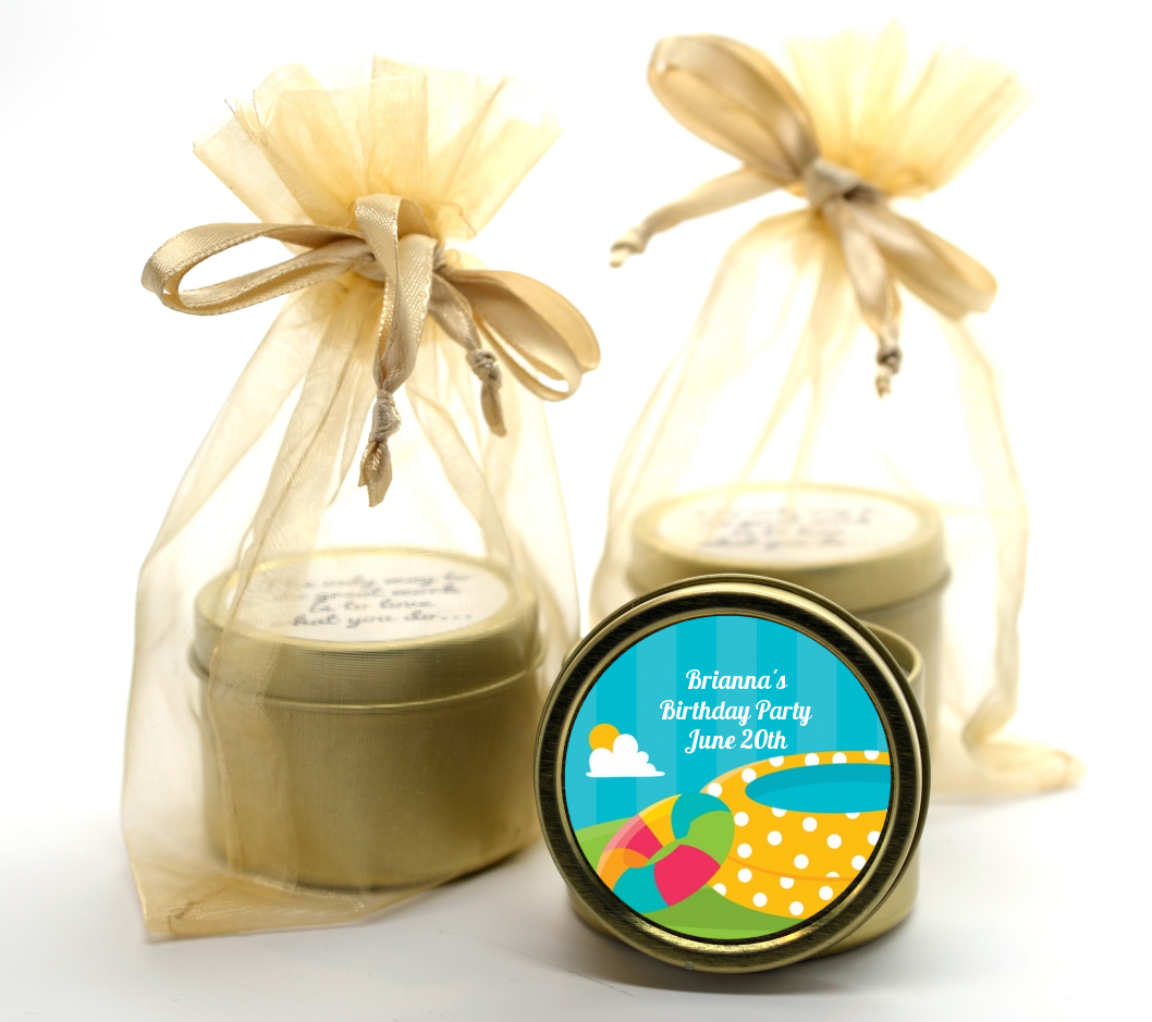 Pool Party - Birthday Party Gold Tin Candle Favors