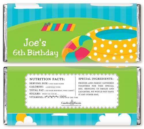 Pool Party - Personalized Birthday Party Candy Bar Wrappers