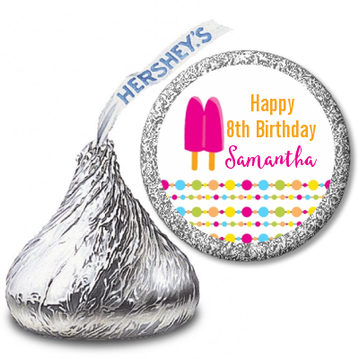 Popsicle Stick - Hershey Kiss Birthday Party Sticker Labels