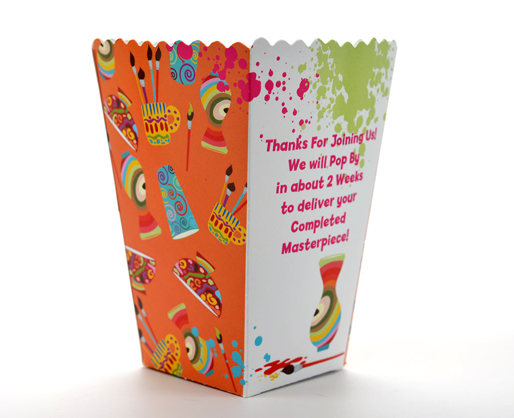 Pottery Painting - Personalized Birthday Party Popcorn Boxes