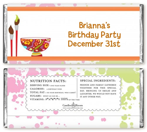 Pottery Painting - Personalized Birthday Party Candy Bar Wrappers
