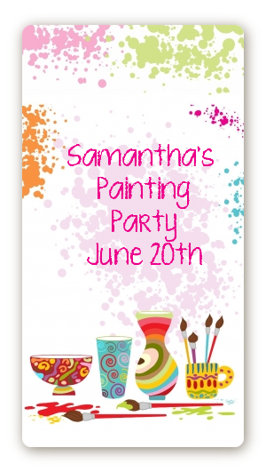Pottery Painting - Custom Rectangle Birthday Party Sticker/Labels