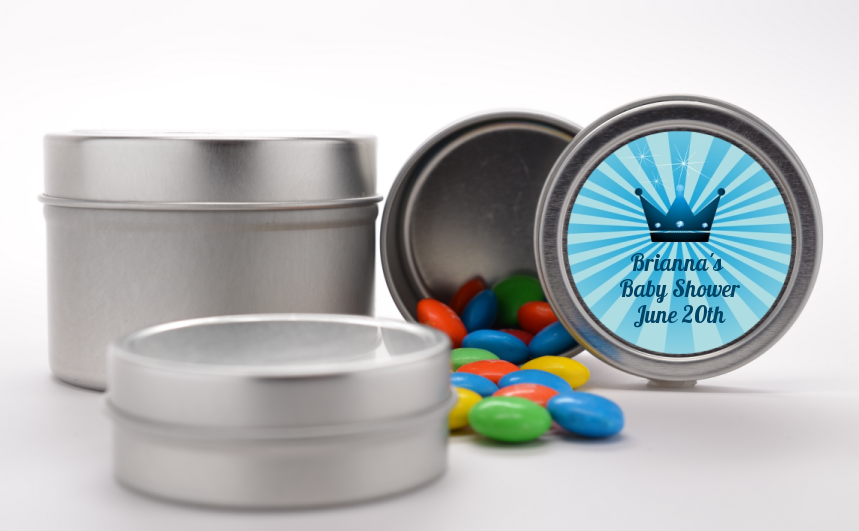 Prince Royal Crown - Custom Baby Shower Favor Tins