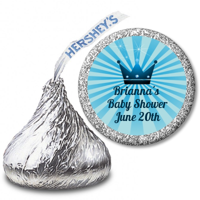 Prince Royal Crown - Hershey Kiss Baby Shower Sticker Labels