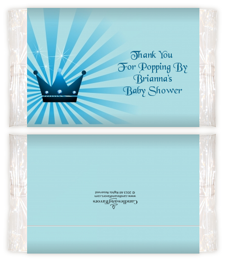 Prince Royal Crown - Personalized Popcorn Wrapper Baby Shower Favors