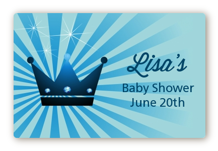 Prince Royal Crown - Baby Shower Landscape Sticker/Labels