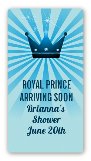 Prince Royal Crown - Custom Rectangle Baby Shower Sticker/Labels