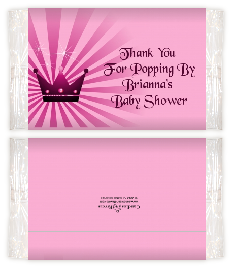 Princess Royal Crown - Personalized Popcorn Wrapper Baby Shower Favors