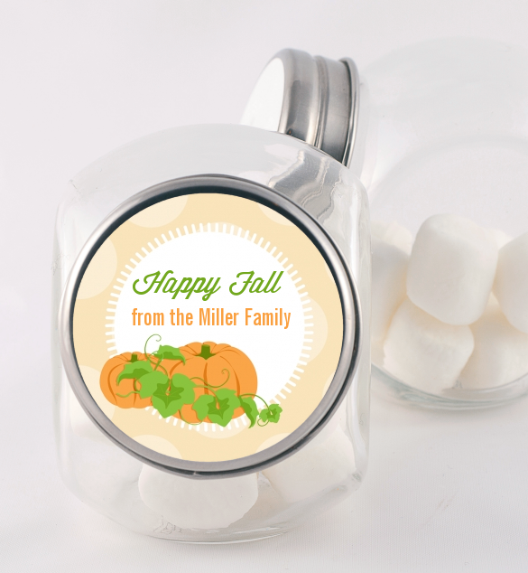 Pumpkin Trio Fall Theme - Personalized Halloween Candy Jar