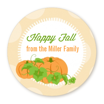 Pumpkin Trio Fall Theme - Round Personalized Halloween Sticker Labels