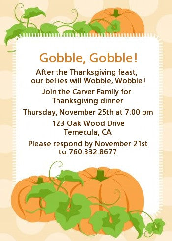 Pumpkin Trio Fall Theme - Thanksgiving Invitations
