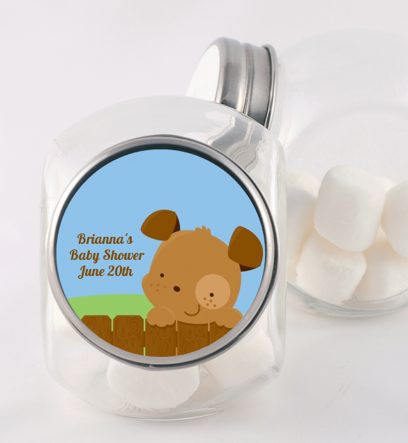 Puppy Dog Tails Boy - Personalized Baby Shower Candy Jar